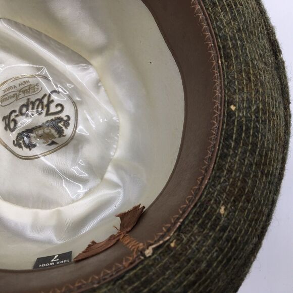 Vintage Fifth Avenue New York Flip It Wool Tweed Fedora Trilby Hat Brown Sz 7 - Picture 10 of 12